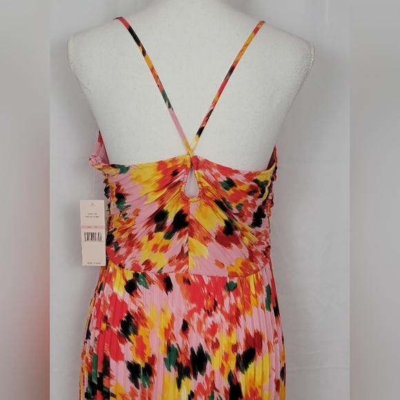 Nanette Lepore Floral Pink Print Pleated Midi Dress Women's Size 10 New - Picture 7 of 12